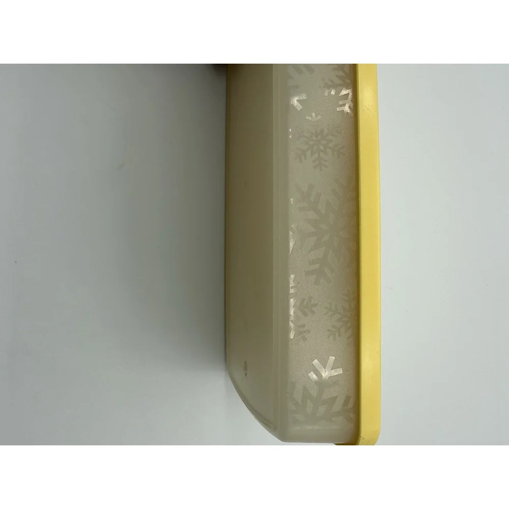 Vintage Tupperware 600 mL Rectangular Container Yellow Lid Snowflake Design